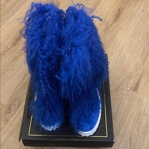 Cozy Blue Faux Fur Winter Boots for Women